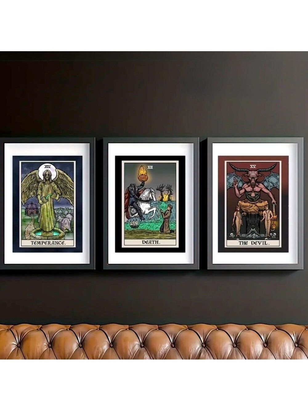 Tarot Canvas Art Prints - Temperance, Death, The Devil SET OF THREE 🌝